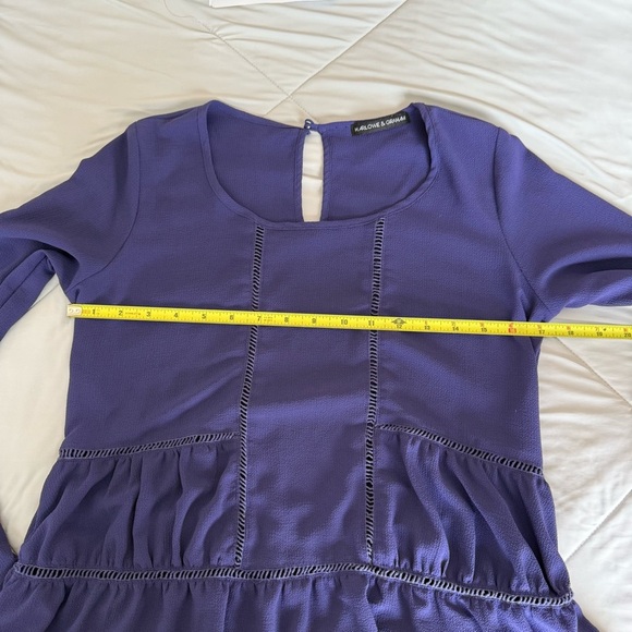 Harlowe & Graham Deep Purple Long Sleeve Blouse Ruffle Tiered Blouse - Picture 5 of 8